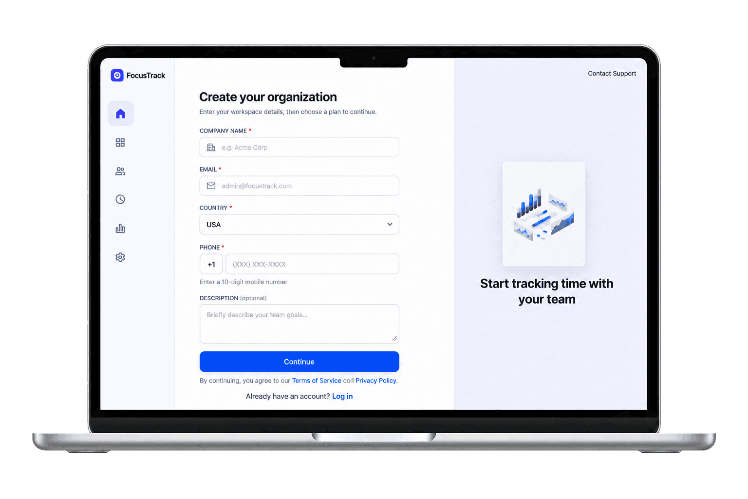 Organization setup preview
