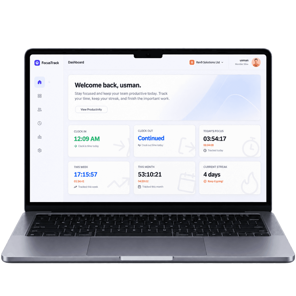 FocusTrack product dashboard preview